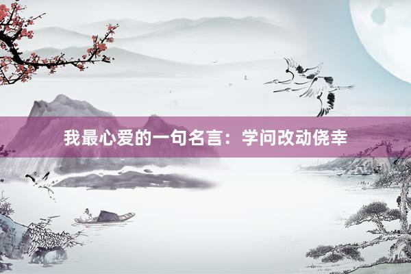 我最心爱的一句名言：学问改动侥幸